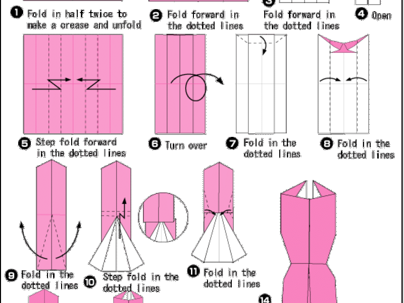 Hướng dẫn xếp giấy chiếc Váy dự tiệc