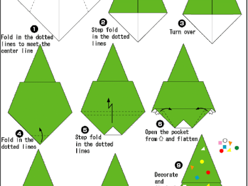 Origami - hướng dẫn gấp Cây thông Noel