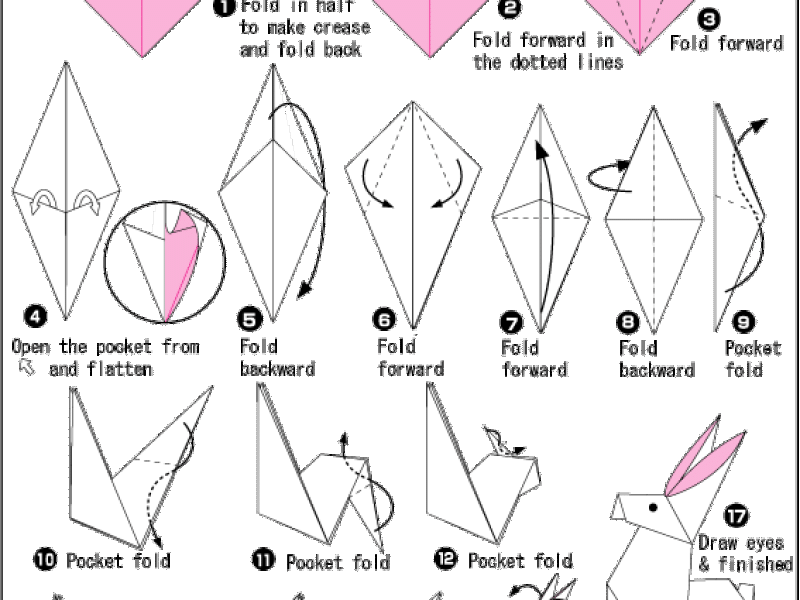 Origami - Hướng dẫn gấp con thỏ ( mẫu 2 )