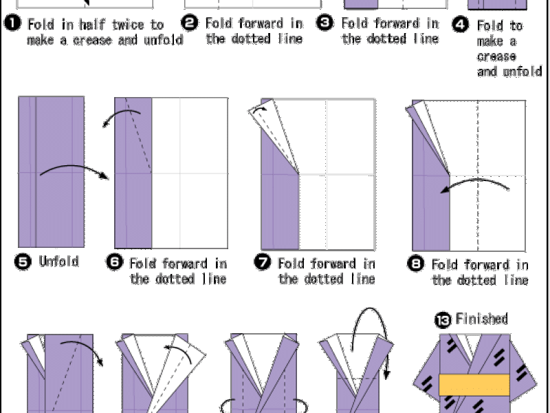 Origami - hướng dẫn gấp giấy chiếc Áo phụ nữ Nhật