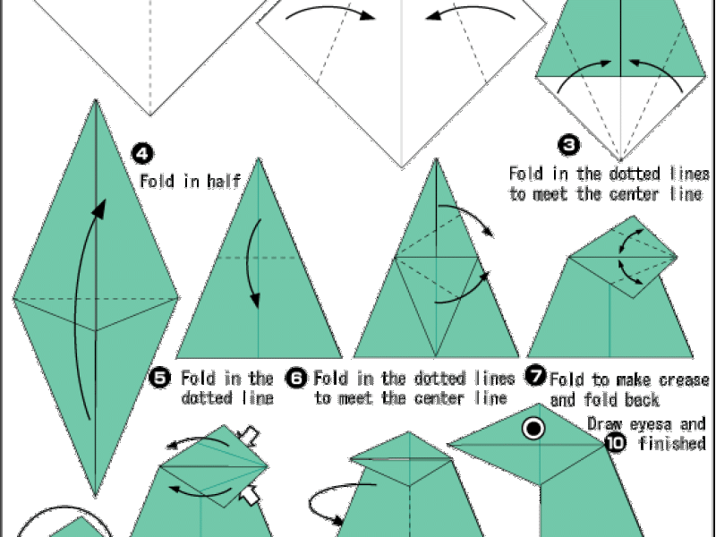 Origami - hướng dẫn xếp con Khủng long mỏ vịt kêu