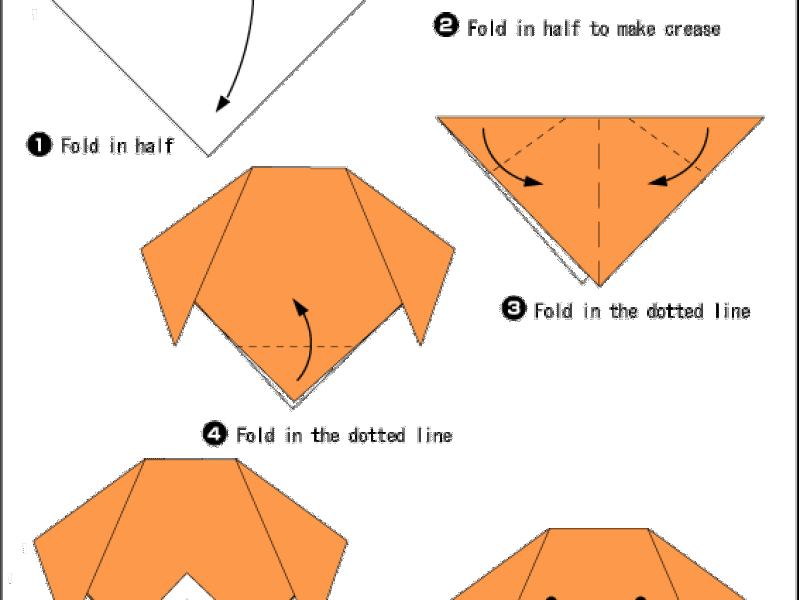 Origami - xếp mặt chú cún cực dễ thương