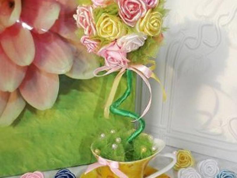 Khéo tay làm hoa hồng giả từ ruy-băng cực yêu