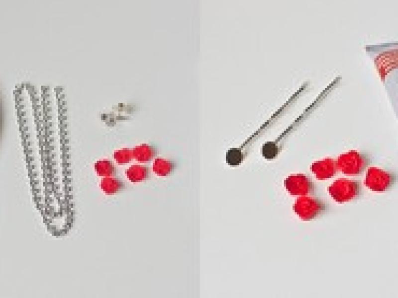 Làm hoa hồng cho khuyên tai và kẹp tóc thêm xinh