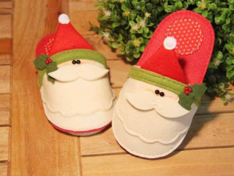 Tự may dép ông già Noel đi trong nhà cực xinh!